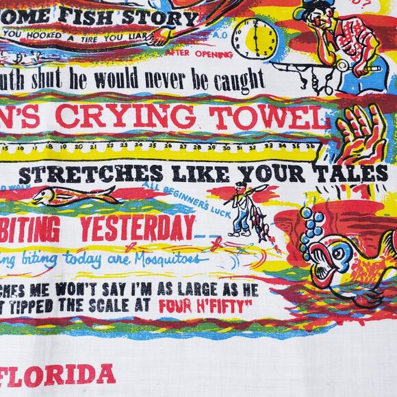 Fishermen's Crying Towel Weeping Vintage Fishing Angler 1950 50s Fisherman Art - Picture 5 of 11